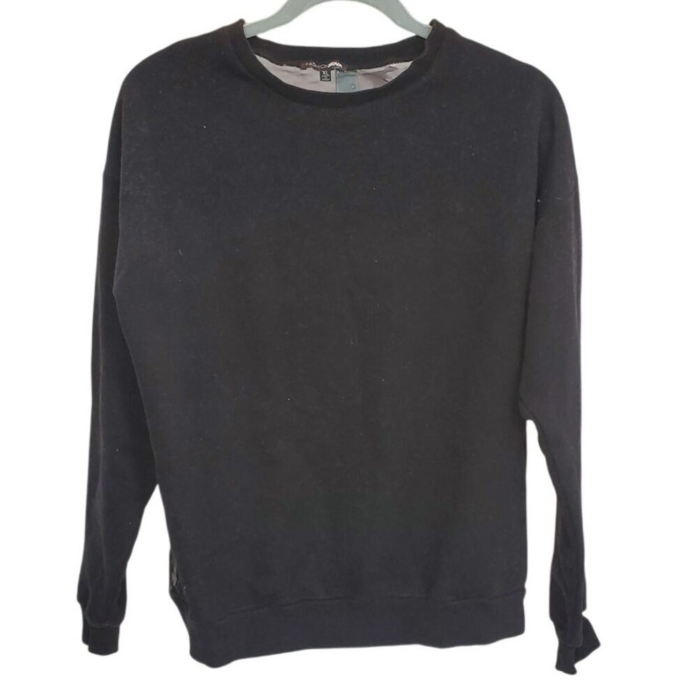 Fashion Nova Black Long Sleeve Sweater Mesh Back Graphic XL